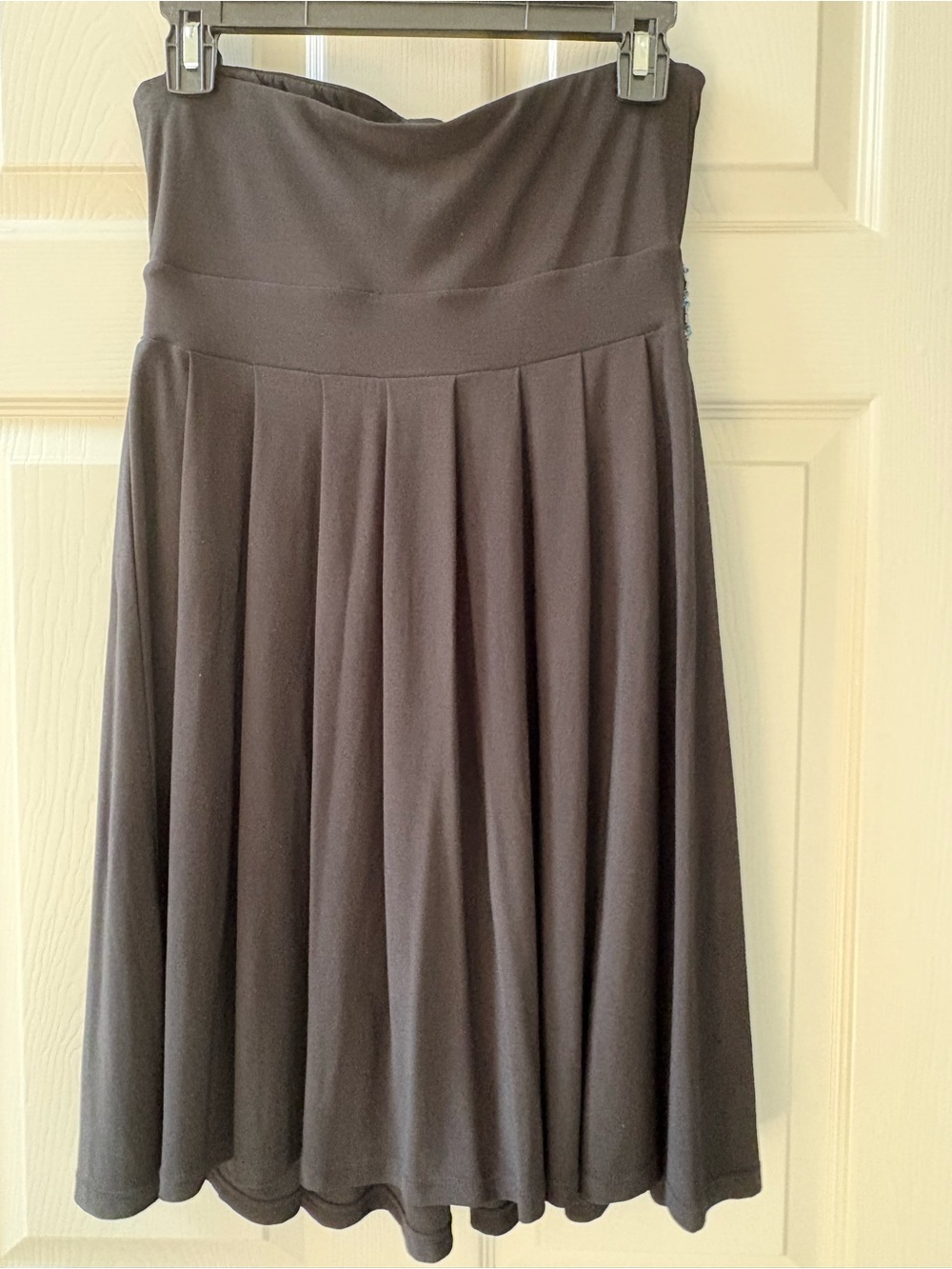 White House Black Market Black Strapless Dress with Turquoise Beaded Waist - Picture 3 of 6